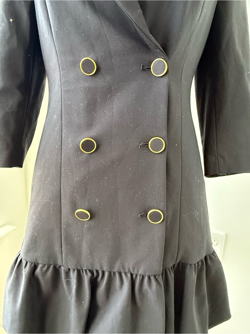 Zara Black Double-Breasted Blazer Dress with Gold Buttons - Picture 4 of 9